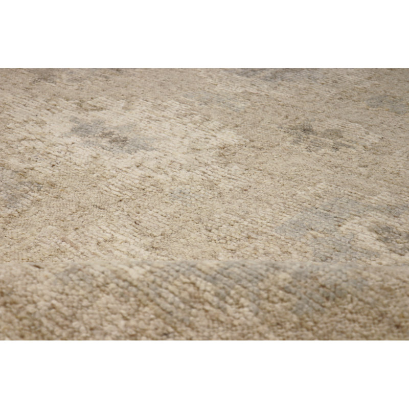Oushak Hand-Knotted Cream Wool Area Rug, Rectangle 8'3" x 10'3"
