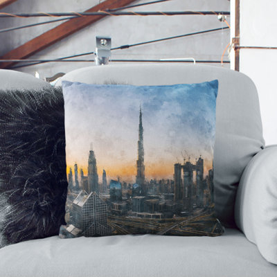 Skyline in Dubai Cushion with Filling