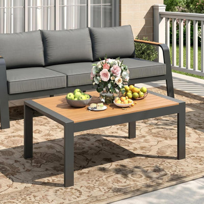 Table basse de patio en métal sans entretien pour jardin et terrasse, table d'extérieur légère et résistante aux intempéries