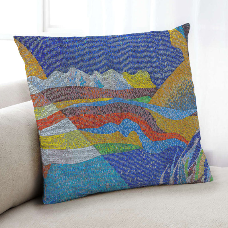 Coussin décoratif à mosaïque abstraite 51, Synthétique