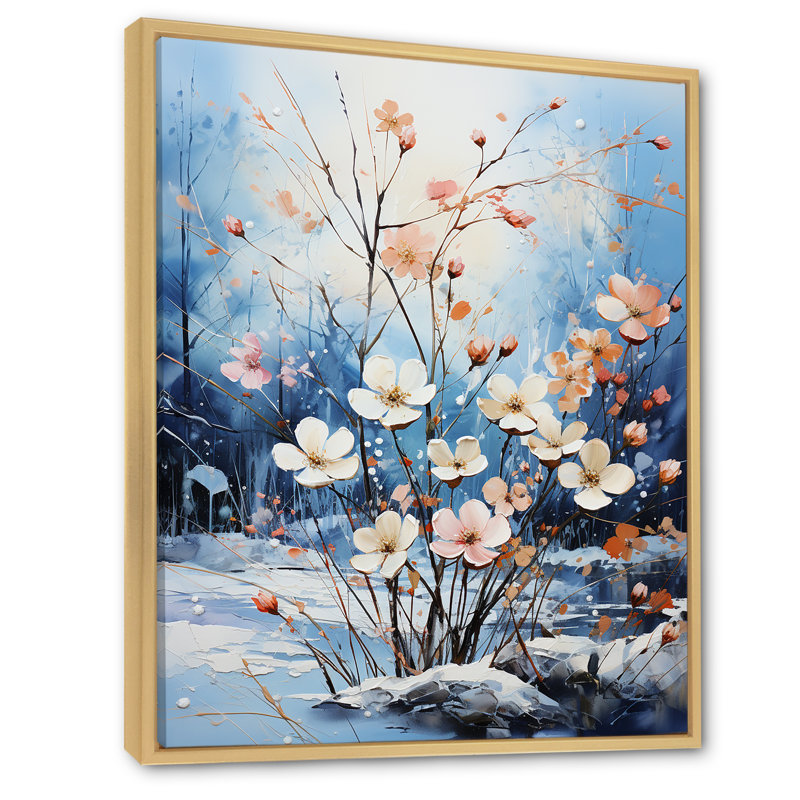Bouquet de fleurs de neige en harmonie, Cadre naturel flottant, H 20 po x l 12 po x P 1 po
