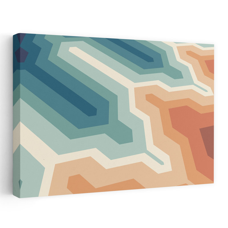 Funky Geo I, art contemporain abstrait, H 40 po x l 60 po