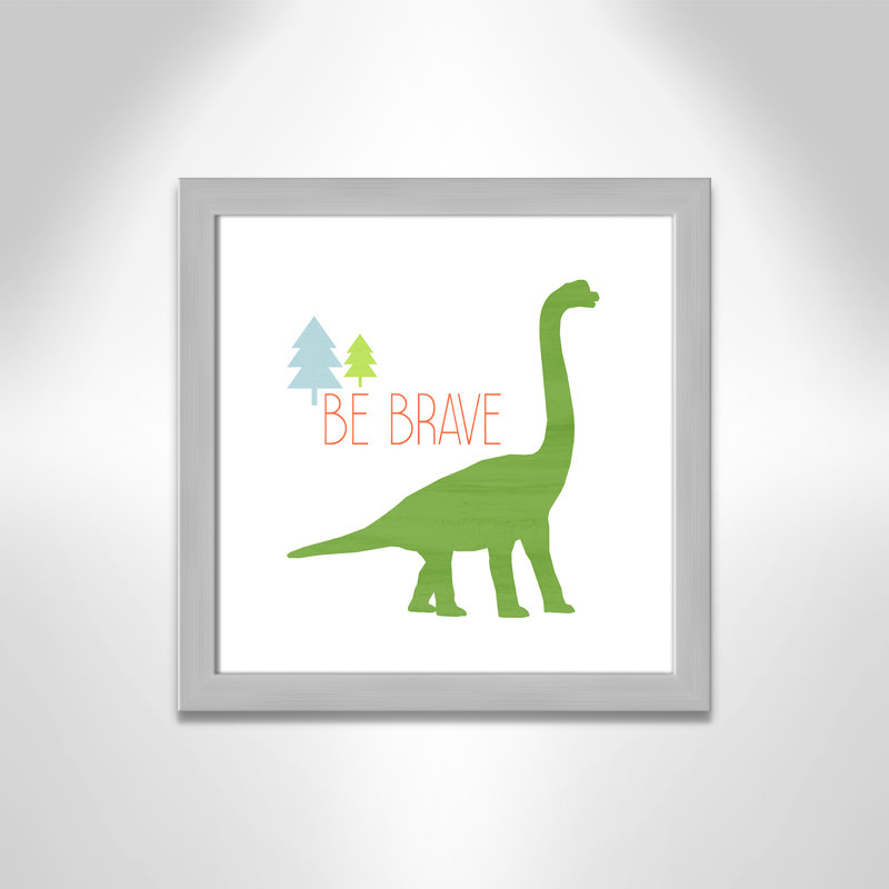 Dino Brave 1 ', art encadré, H 16 po x l 16 po x P 0,6 po, Encadré plat argent
