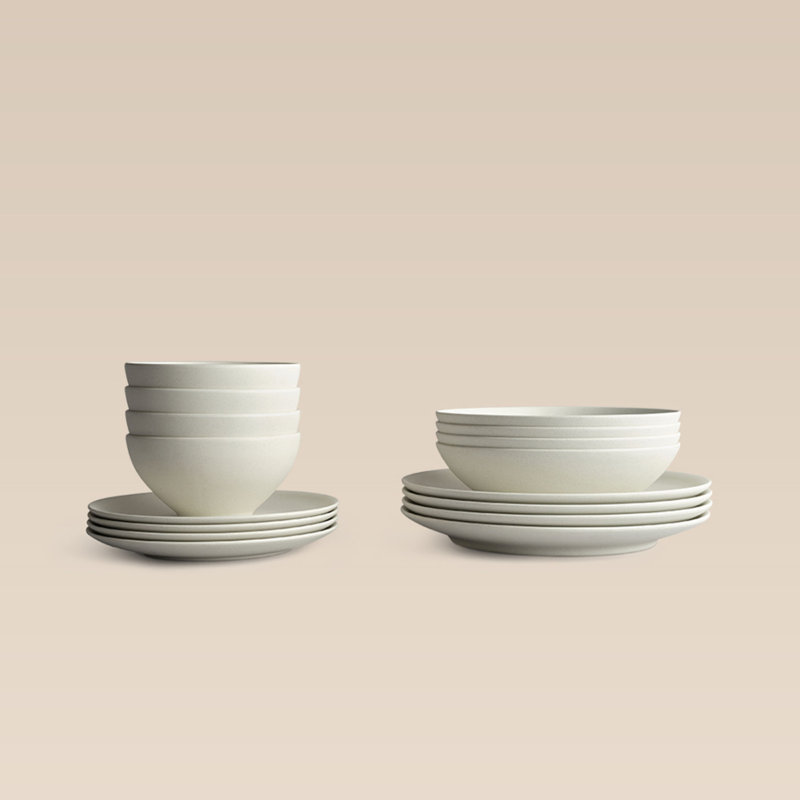 The Core 16-Piece Ceramic Dinnerware Set, Tan