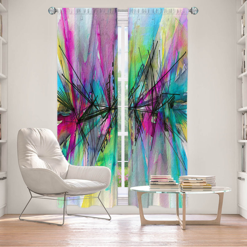 Room Darkening Curtain Pair, Purple/Teal, 20" W x 52" L