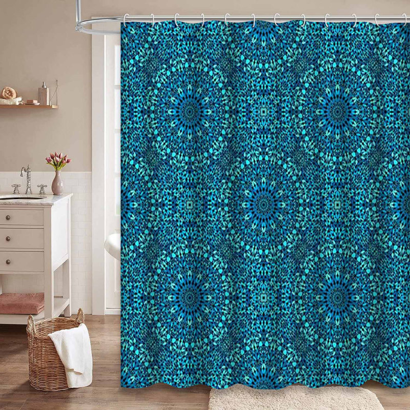 Rideau de douche bleu imperméable, rideaux de douche pour la salle de bain avec 12 crochets, L 72 po x l 84 po
