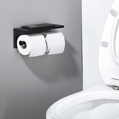 Porte-papier hygiénique mural double avec tablette
