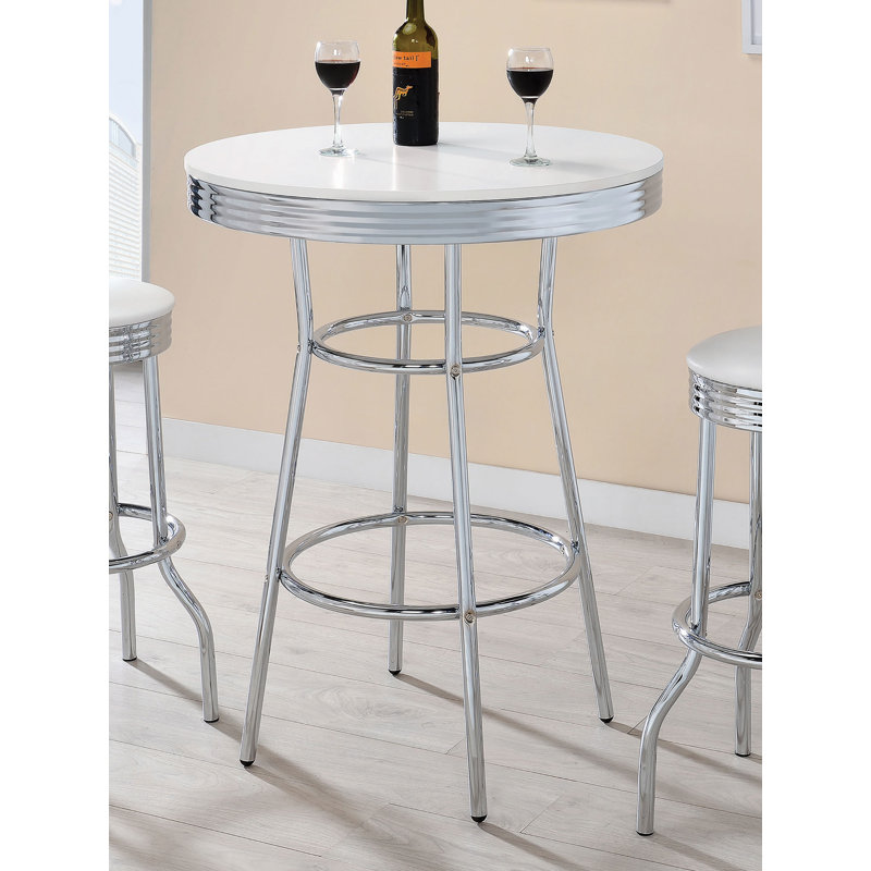 Hagert Round Metal Base Dining Table, White