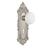 Victorian Plate with Decorative Keyhole and White Porcelain Door Knob