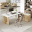 Bureau de direction en L avec armoire de rangement et tablettes, grand bureau d'ordinateur moderne