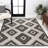 Caherty Geometric Moroccan Diamond Black/Cream Indoor/Outdoor Rug-2090666520