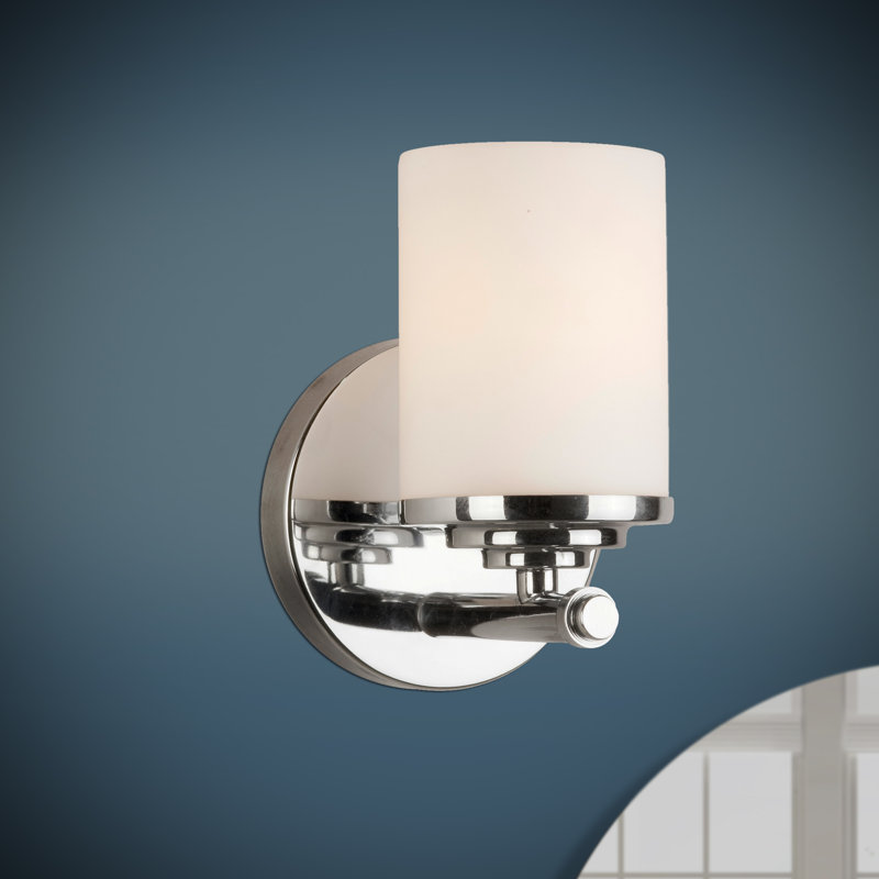 Ariauna Armed Sconce, Satin Opal, Chrome / Satin Opal