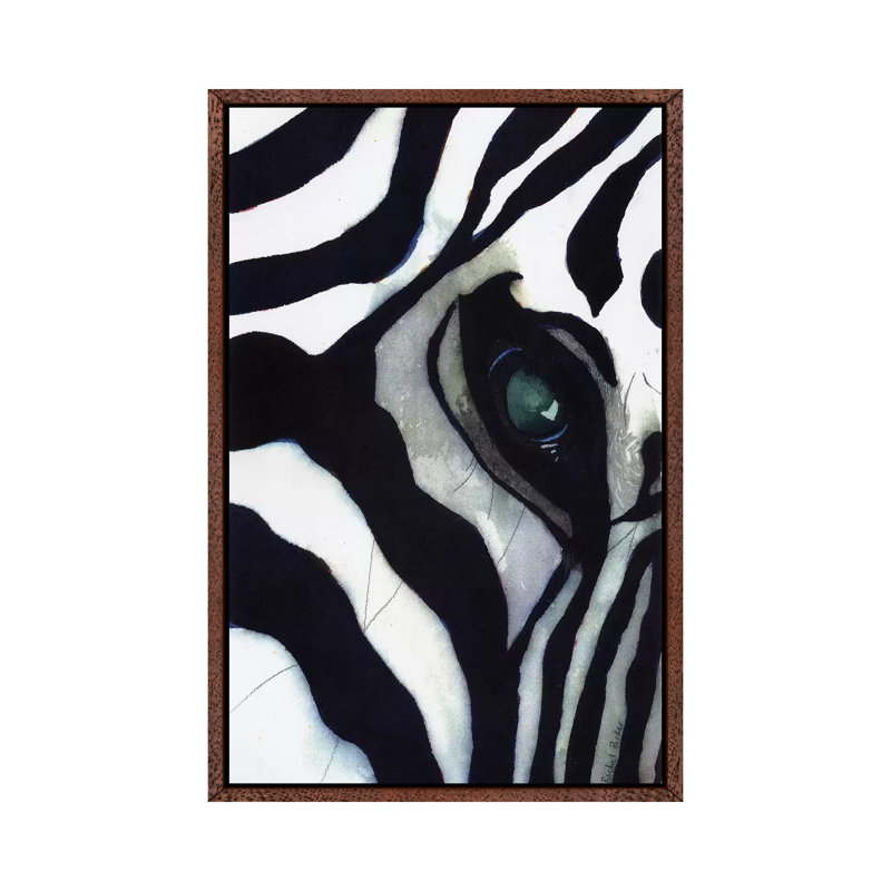 Zebra Thoughts by Rachel Parker - Painting on Canvas, 66.04 cm H x 45.72 cm W, Classic Brown Wood Framed