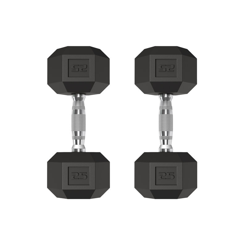 Superior Hex Dumbbell Set of 2 – 5-50 lb Options – PVC or Rubber Coated Hand Weights for Home Gym – Non-Slip, Anti-Roll Design – Cast Iron Core Strength Training Equipment for Men & Women – Black