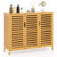 Organisateur de rangement pour armoire de salle de bain en bambou à 3 portes avec tablettes naturelles