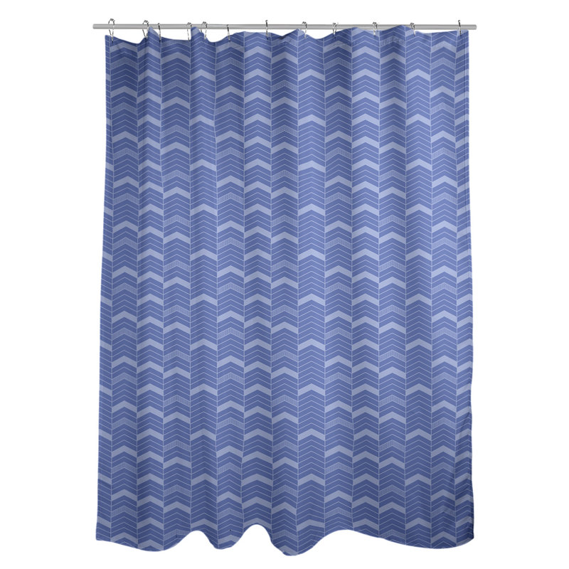 Rideau de douche simple à chevrons, Bleu / Gris