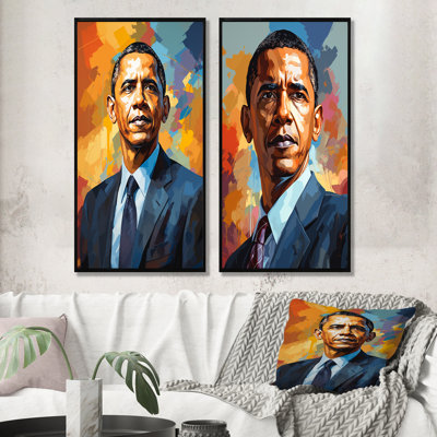 Popart Obama - ensemble de 2 reproductions d'art président / politique