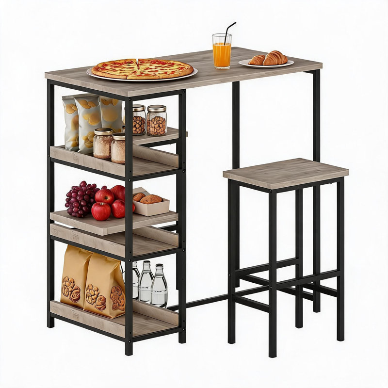 2 -Person Dining Set, 91.4cm H x 91.4cm W x Does Not Applycm D, Gray, Gray, Gray, Gray