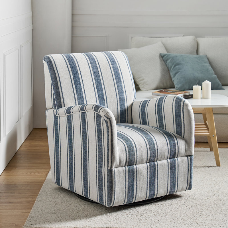 Arching 28'' Modern Farmhouse Wide Swivel Armchair, Navy