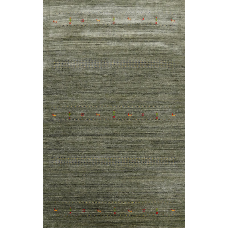 Tapis indien tribal vert 7 x 10