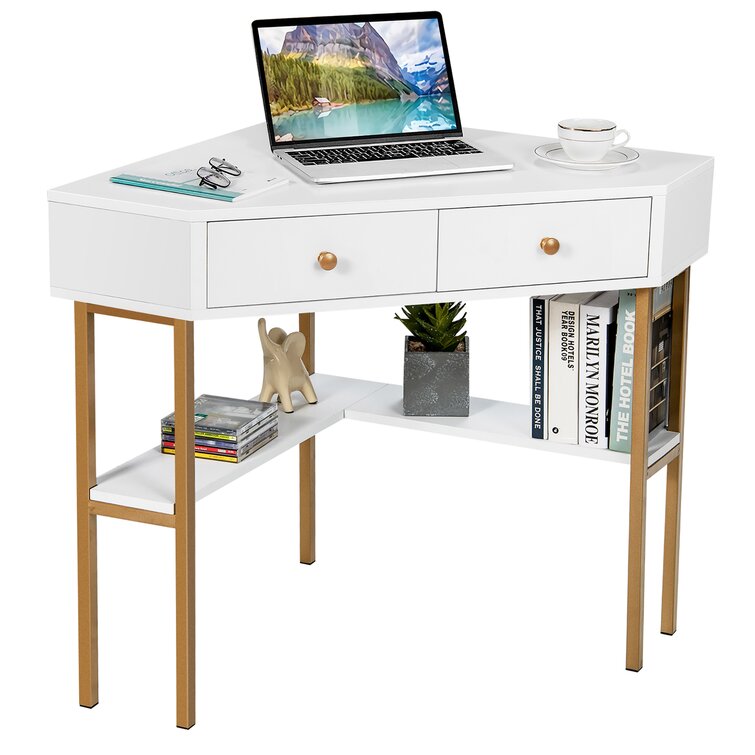 Antawan Desk Ebern Designs Size: 29 H x 47.25 W x 23.5 D, Color (Top/Frame): Brown/White