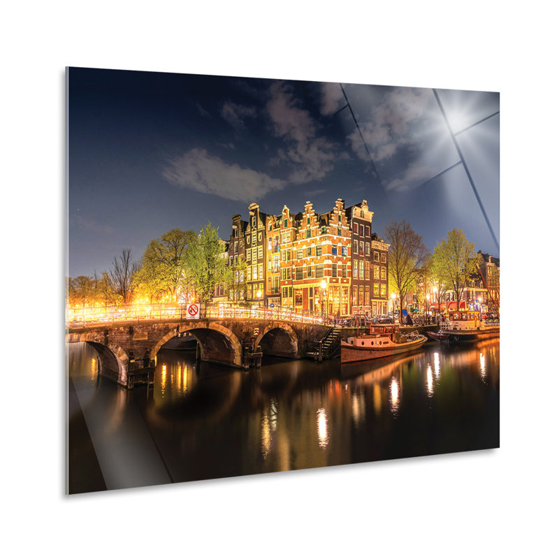 Boats In Amsterdam by Giallobus - No Frame Print on Plastic / Acrylic, 65cm H x 95cm W