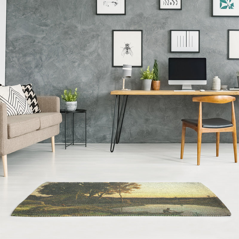 Tapis vert Lake and Boatman Chenille, Rectangle 3 pi x 5 pi