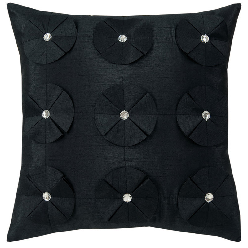 Jormun Floral Square Throw Cushion, Black