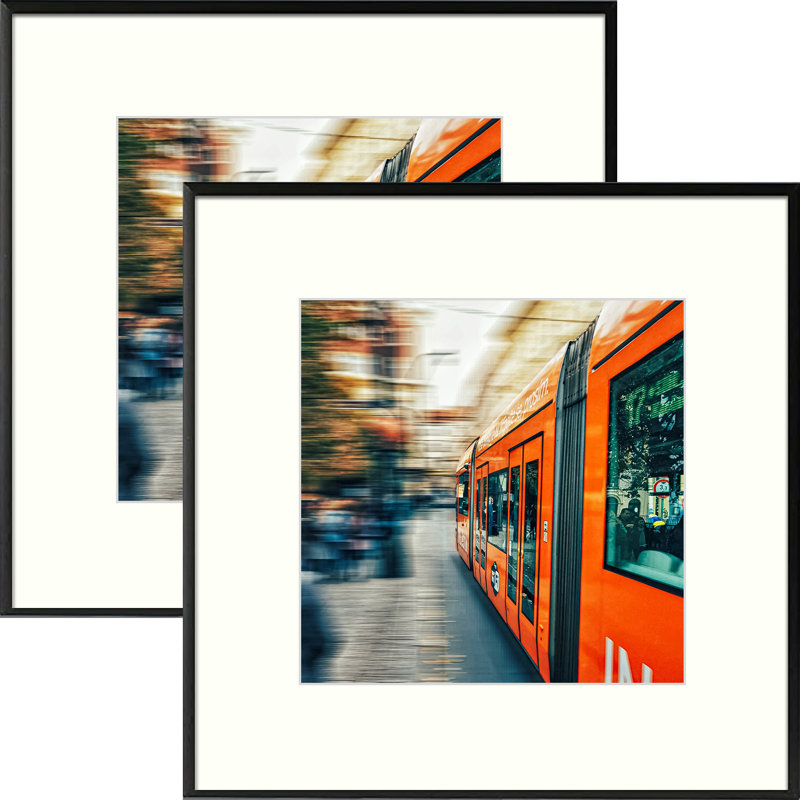 Black Metal Picture Frame - Set of 2 with Mat