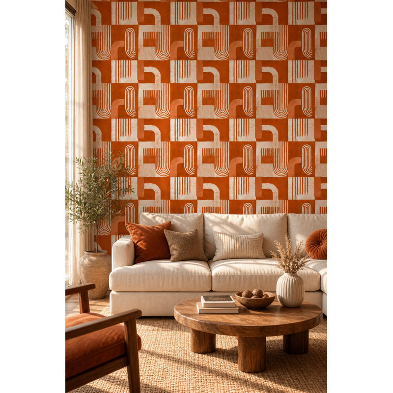 Papier peint à motif géométrique amovible Mid Mid Century, Peel and Stick