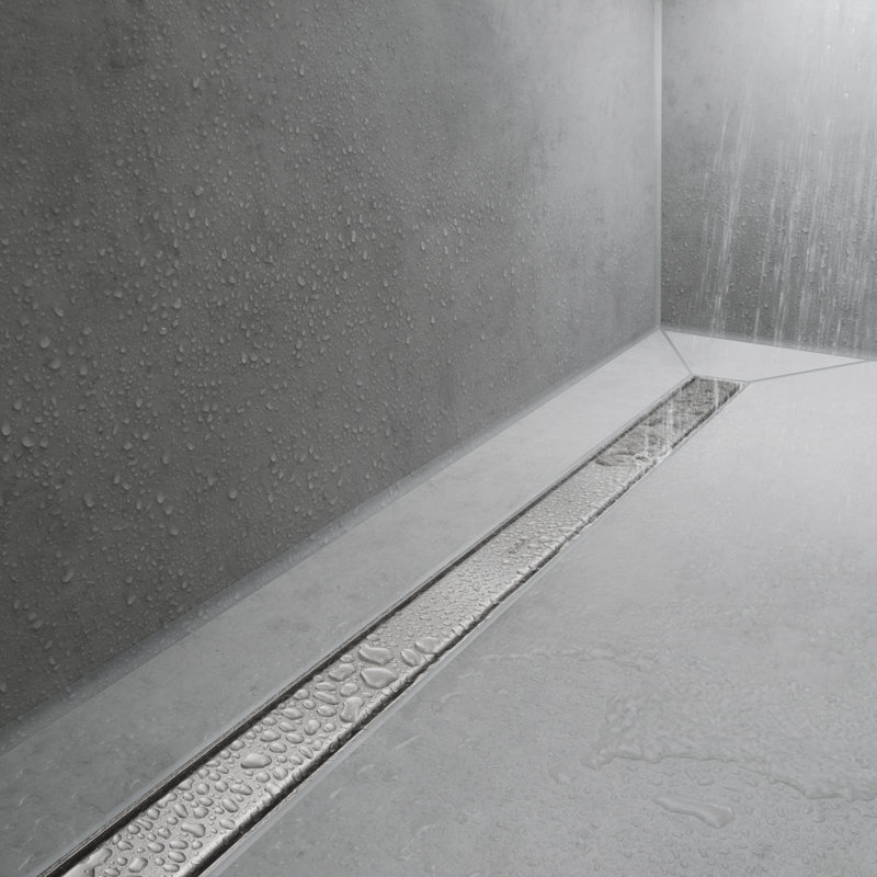 Hansgrohe RainDrain Match Trim Zero/ Tile 47 1/4" with Height Adjustable Frame, Brushed Stainless Steel