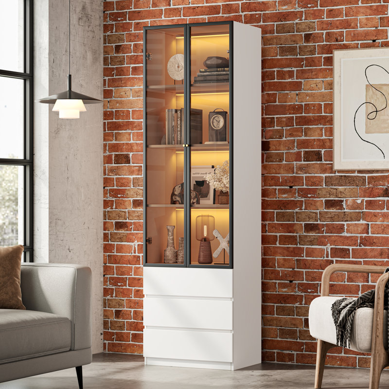 Meuble audio-vidéo 118,5 po Ganta, 81.1"H x 118.1"L x 15.7"W, Blanc