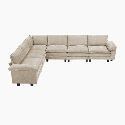 Snyder 110.5" Modern & Contemporary Modular Sectional Sofa - Chenille Modular Sectional Sofa with Versatile 6-Piece Modular Design, Durable Plywood Co
