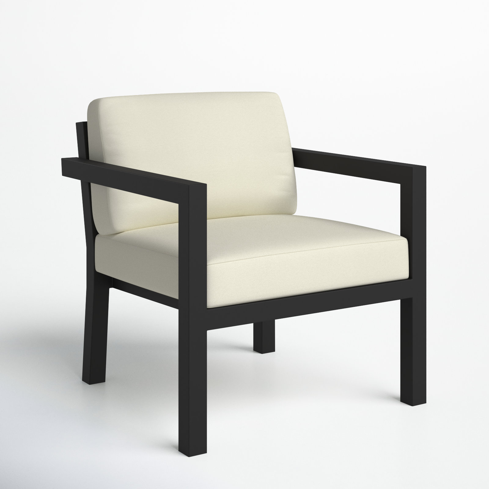 Vivant Patio Chair with Sunbrella Cushions, Black, Canvas Natural Sunbrella® Canvas