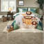 De literie pour lit double / grand lit double, microfibre safari vert avec coussin lion