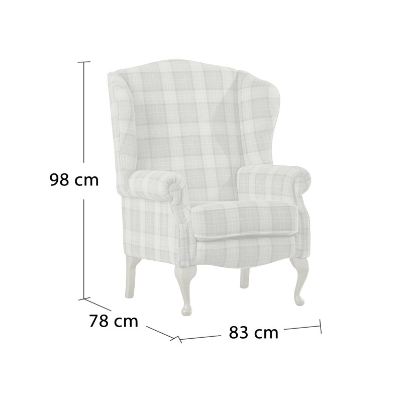 Anzilotti Upholstered Wingback Chair, Moss Tartan