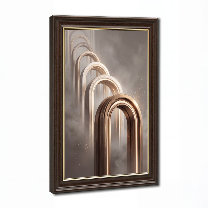 Art sur toile concentrique bronze Arches In Misty Fog, H 24 po x l 16 po