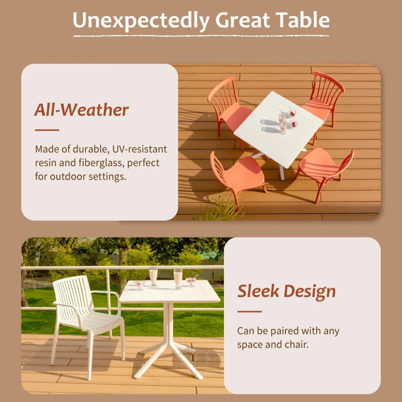 Venice Square Resin Dining Table, Gray