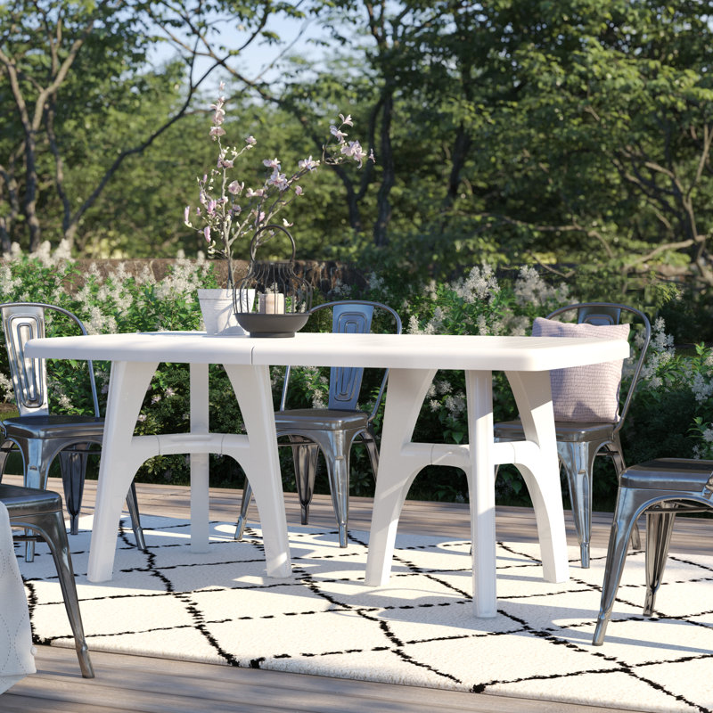 Eliseo Extendable Plastic Dining Table, White