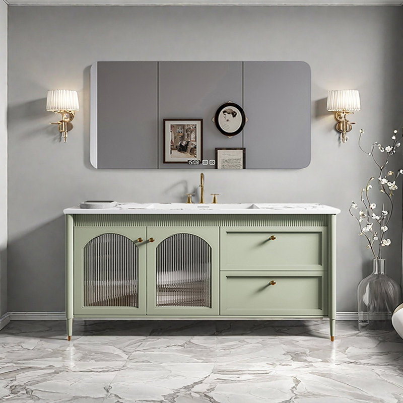 Armoire de salle de bain française de style crème, H 33,4 po x l 63 po x P 21,6 po