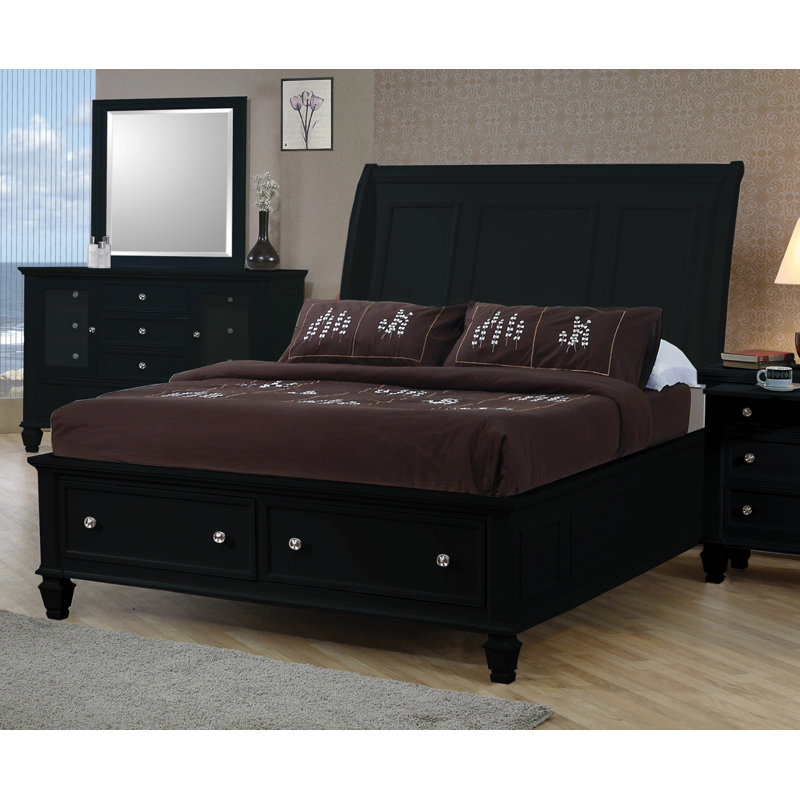 Fraser Sleigh Storage Bed, Black, Queen
