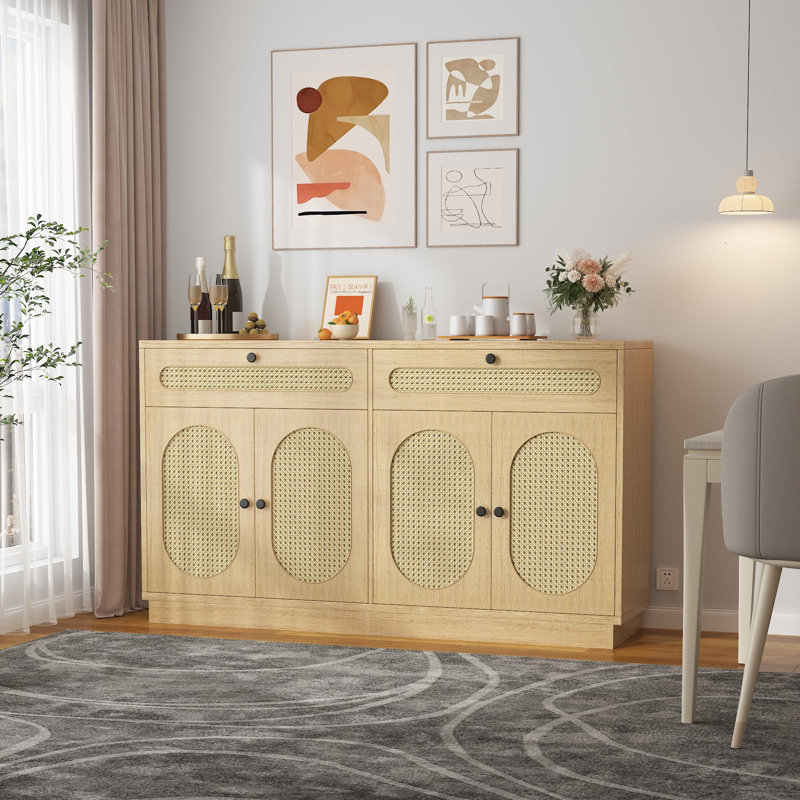 Buffet Cabinet with Storage Sideboard Buffet Cabinet, 4-Door 2-Drawer Dining Sideboard, Elegant and Durable Storage Solution for Home