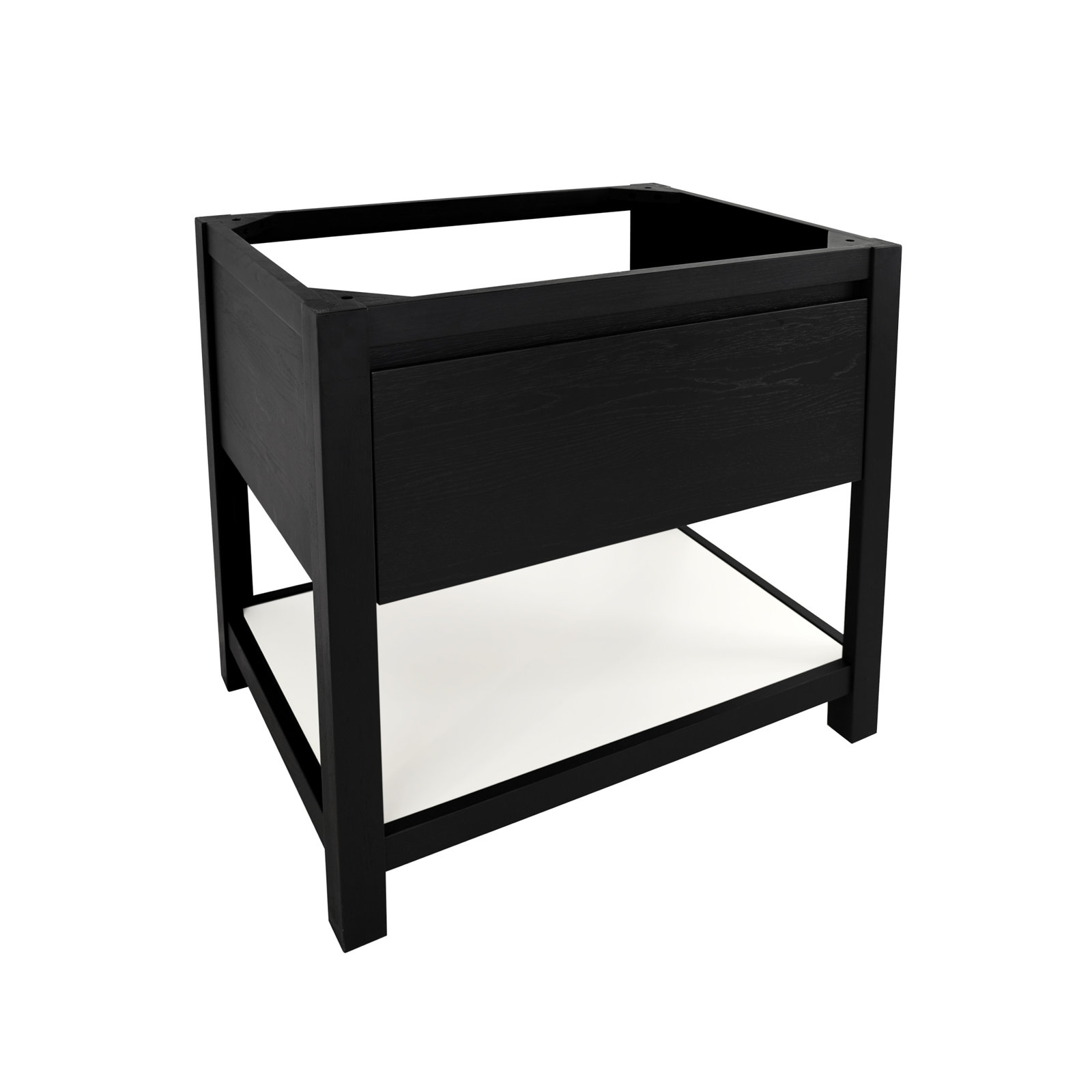 Solace 30.5" Single Bathroom Vanity Set, Midnight Oak, Pearl, Pearl