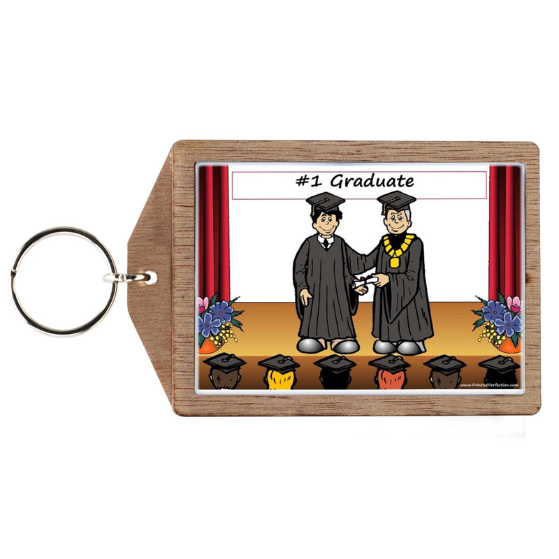 Graduation personnalisée - Porte-clés en bois pour homme, Yes