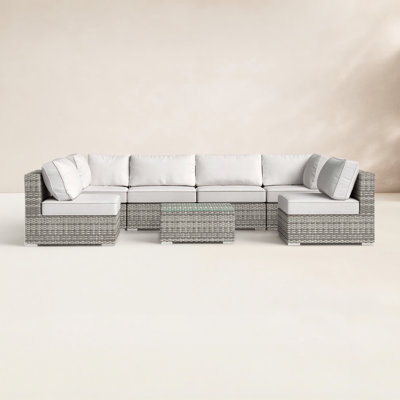 Estes Wicker Outdoor Fully Assembled 6 - Person Seating Group with Sunbrella Cushions