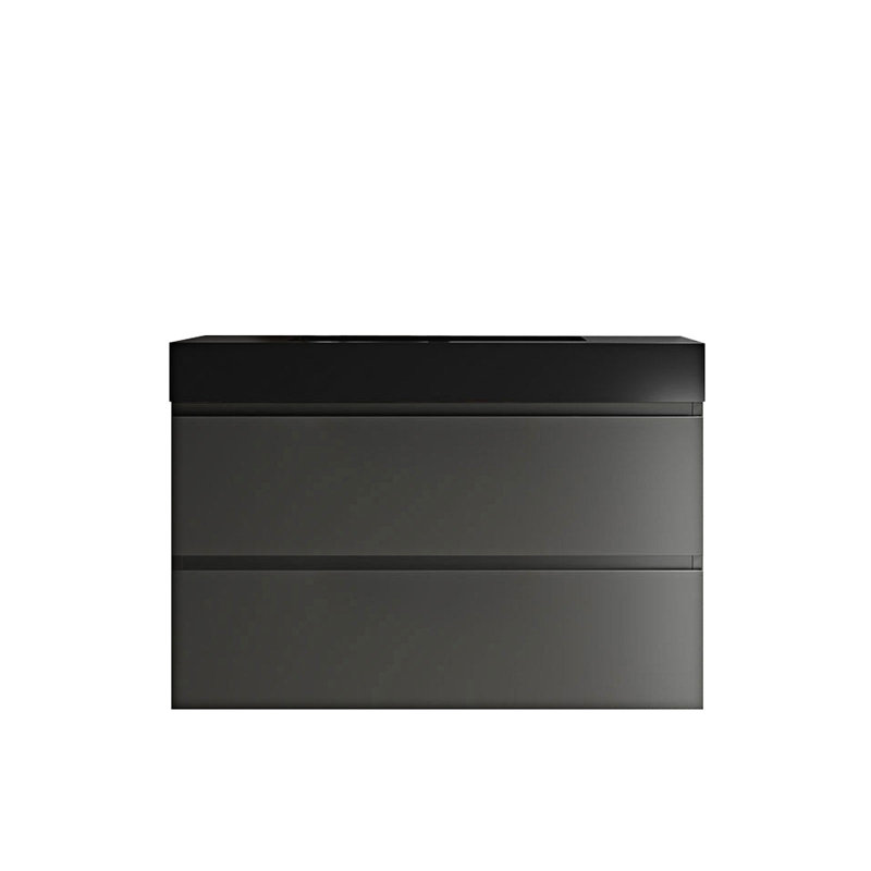 Ensemble de meuble-lavabo mural simple 35,8 po Gernold, Gris, Noir