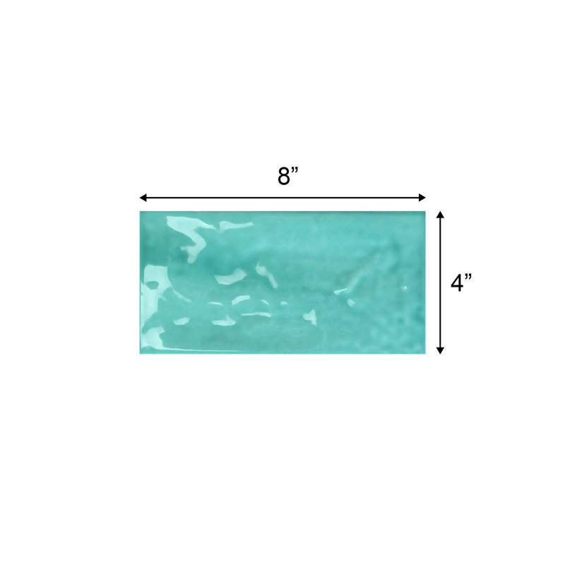Carreau de mur de métro 4 po x 8 po Jade, Turquoise