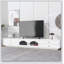 Meuble télé luxueux avec portes en verre cannelé, console multimédia élégante et fonctionnelle-480646114