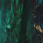 Abstrait en marbre vert et bleu II - rideau occultant en marbre abstrait - 1 panneaux-107537072