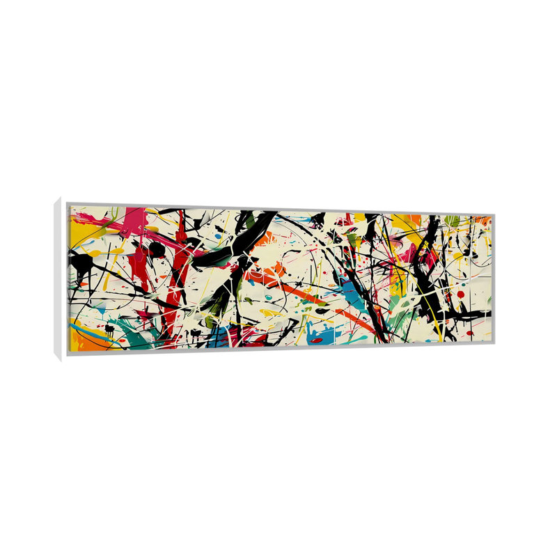 Pollock Wink, reproduction d'art mural, toile encadrée, H 24 po x l 72 po, Blanc